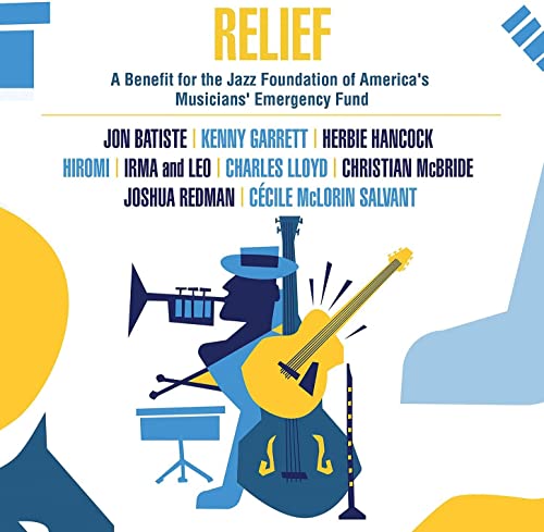 “Relief” vinyl album cover featuring a silhouetted jazz musician with instruments.