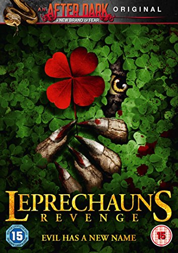 "Leprechaun's Revenge" DVD cover featuring a bloody hand and red four-leaf clover.
