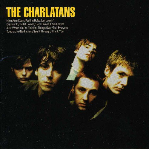 "CD album cover featuring The Charlatans band members against a black background."