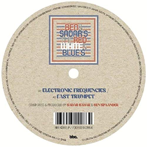 Vinyl record with a beige label, barcode, and red, white, and blue text.