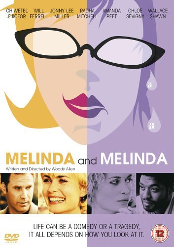 DVD cover for "Melinda and Melinda" with a split face and actors' images below.