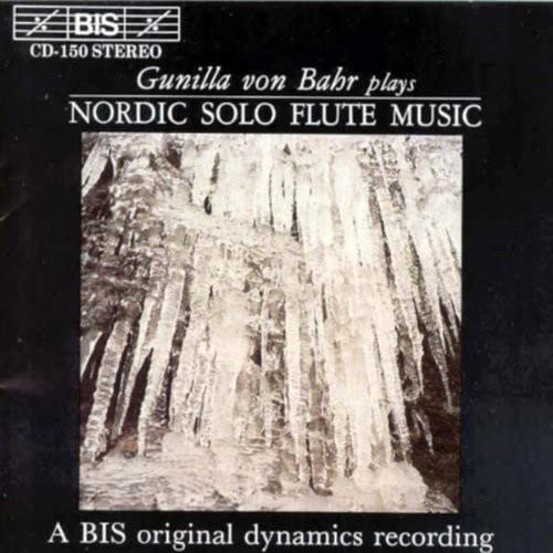 CD cover featuring icicles with text: “Gunilla von Bahr plays Nordic Solo Flute Music.”