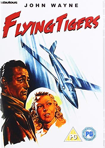 DVD cover for "Flying Tigers" featuring John Wayne, a woman, and a plane.