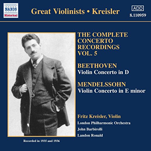 CD cover featuring portrait of violinist Fritz Kreisler, Beethoven & Mendelssohn concertos.