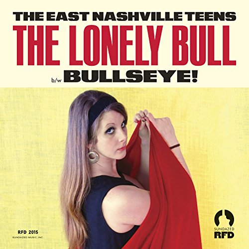 Vinyl record cover featuring a young woman holding red fabric against a yellow background.