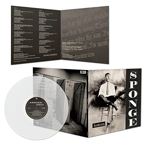 Clear vinyl record with gatefold sleeve featuring a black and white photo.