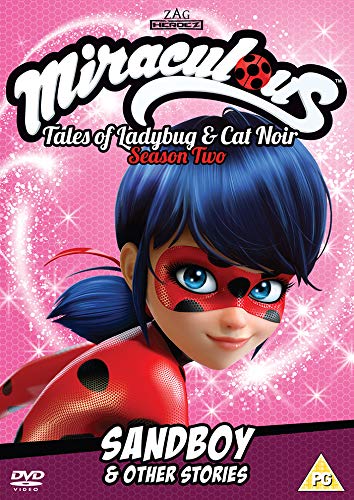 "Miraculous: Tales of Ladybug & Cat Noir Season 2" DVD cover featuring Ladybug on pink background.
