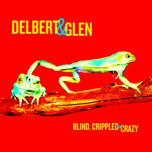 "Album cover with two frogs on a log, red background, yellow text."