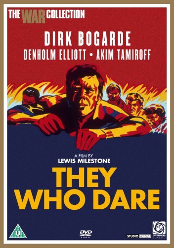 DVD cover for "They Who Dare" with illustration of men in a burning plane.