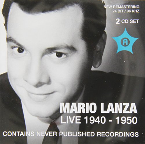 Black and white portrait of Mario Lanza with CD set details.