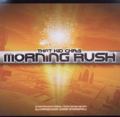 "Album cover with 'That Kid Chris - Morning Rush' text on orange background with abstract design."