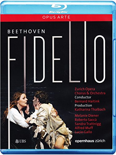 "Blu-ray case with 'Beethoven: Fidelio' cover, featuring opera performers in a dramatic scene."