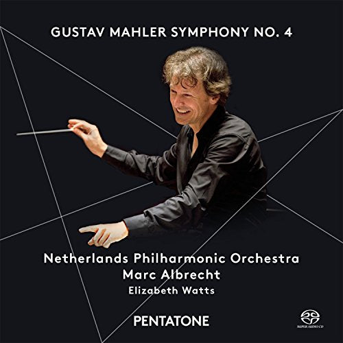 "CD cover with conductor Marc Albrecht holding a baton against a black background."