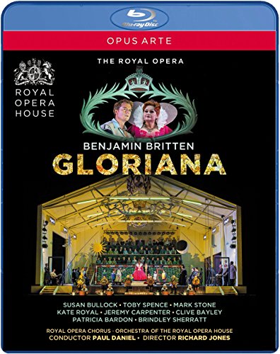 Blue Blu-ray case with image of opera stage and performers, titled "Gloriana".