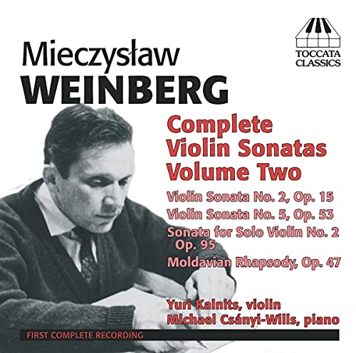 CD cover for Weinberg violin sonatas, featuring a portrait of the composer.
