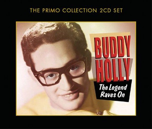 Buddy Holly CD cover with a portrait of Buddy Holly wearing glasses.