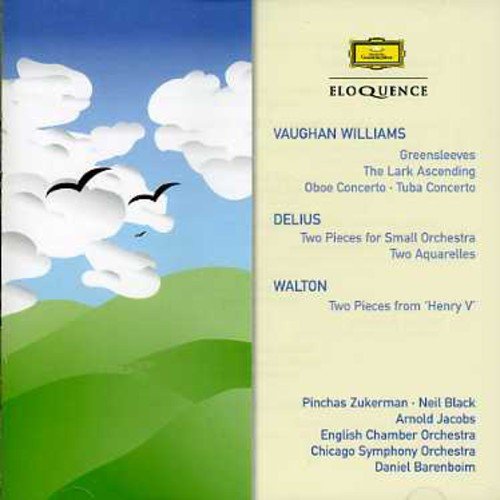 A CD cover featuring a landscape and a list of orchestral compositions.
