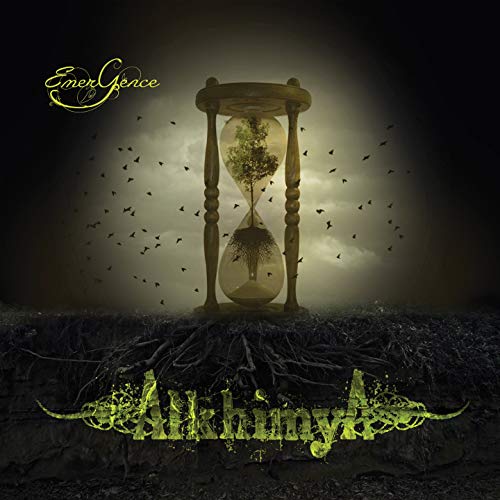CD cover: hourglass with a tree growing inside, dark background.