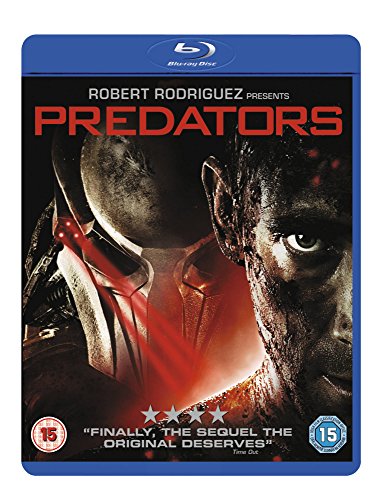 Blu-ray cover art for Predators featuring a Predator mask and a man's face.
