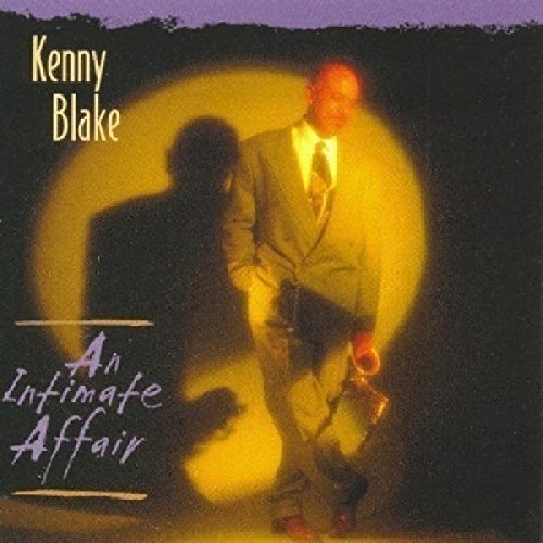 Album cover with Kenny Blake in a suit, shadowed, and illuminated by a yellow circle.