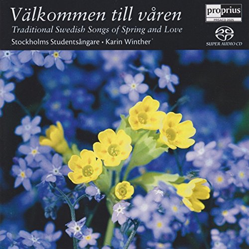 CD cover with yellow and blue flowers, text "Valkommen Till Varen" and "Super Audio CD".
