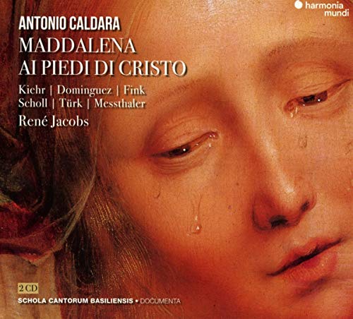 CD cover depicting a close-up of a weeping woman’s face, Renaissance style.