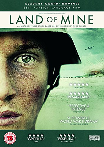 DVD cover for “Land Of Mine” featuring a young soldier’s face.