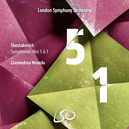CD cover for Shostakovich symphonies with abstract geometric design.