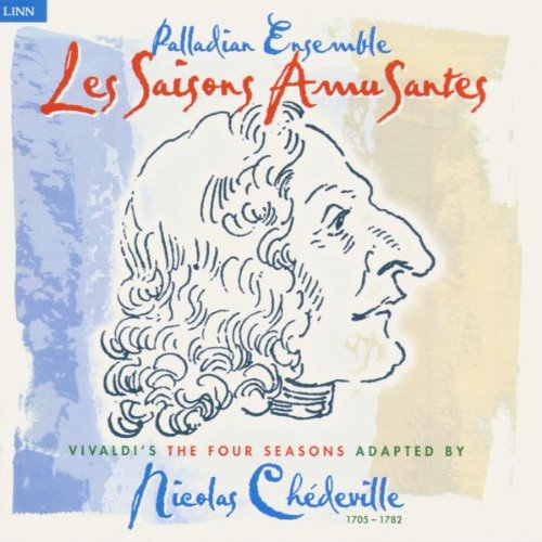 "CD cover with sketch of man's head, blue and beige background, text in multiple colors."