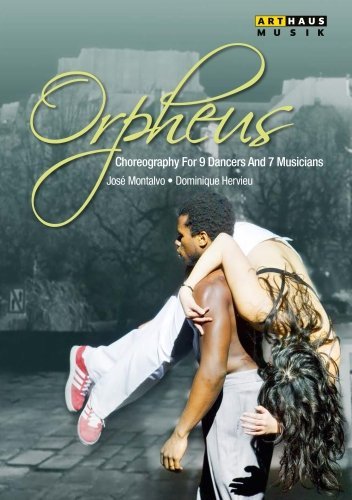 DVD cover for "Orpheus" featuring a man carrying a woman, with yellow title text.