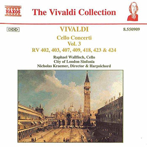 CD cover for Vivaldi Cello Concerti Vol. 3, featuring Venice cityscape.