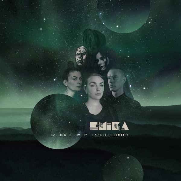 Album cover for Emika's "Falling In Love With Sadness Remixes" with figures.