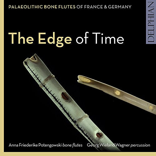 CD cover with two bone flutes on a black background, titled "The Edge of Time".