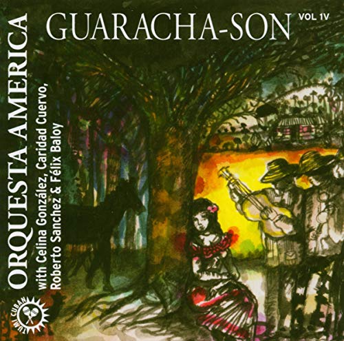 CD cover for Orquesta Americaās āGuaracha-Sonā featuring musicians and dancers.