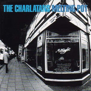 Album cover for The Charlatans’ “Melting Pot” featuring a shopfront.