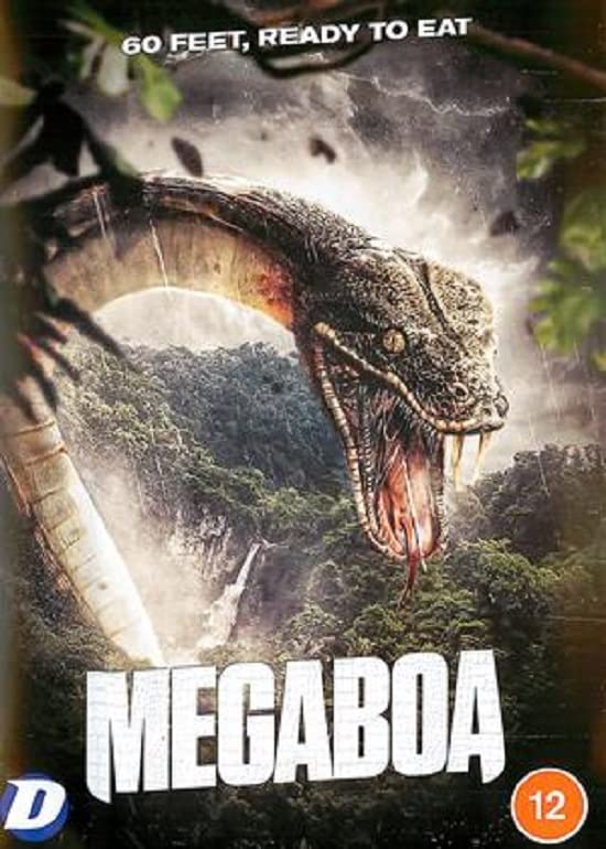 DVD cover for "Megaboa" featuring a giant snake in a jungle.