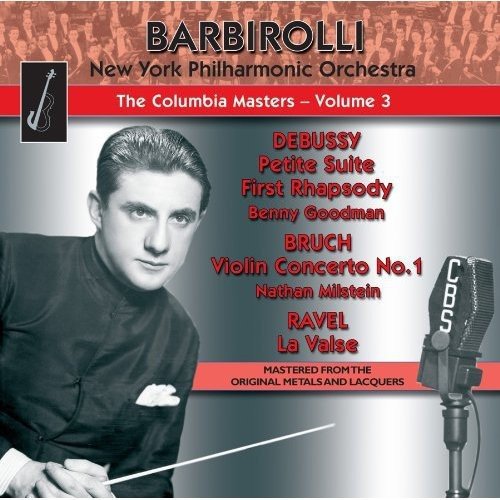 "CD cover featuring a black-and-white conductor image and red text on a gray background."