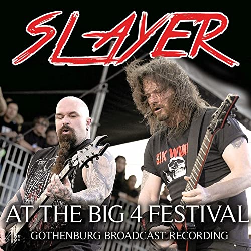 Slayer album cover featuring two guitarists performing live at a festival.