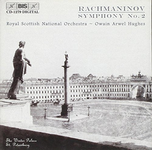 Rachmaninov Symphony No. 2 CD cover with a statue and cityscape.