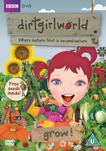 Dirtgirlworld Grow! DVD cover featuring a girl in a garden with vegetables.