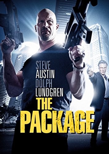 DVD cover for "The Package" featuring Steve Austin and Dolph Lundgren with guns.