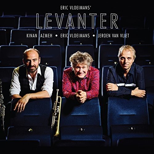 "CD cover with three men sitting in theater seats, trumpets nearby, 'LEVANTER' title above."