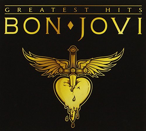 AlbumTattoo-style gold winged heart pierced by a sword on aB Bon Jovi album cover.