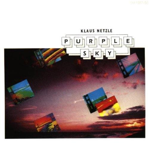 The alt text for the image is: "Album cover with 'Purple Sky' title and floating landscape images."