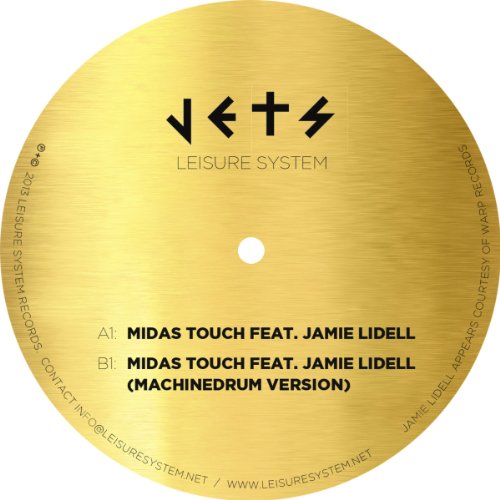 Gold vinyl record label with "Jets Leisure System" and song titles on a white background.