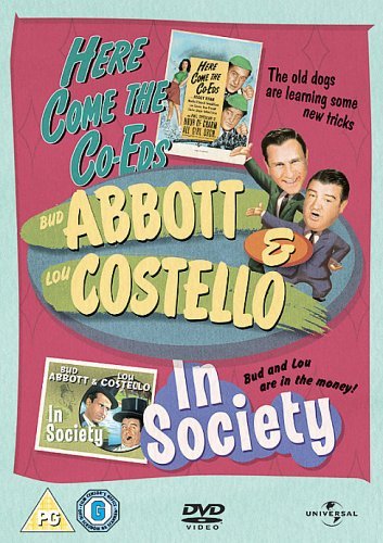 DVD cover for Abbott and Costello comedies, "Here Come the Co-eds" and "In Society".