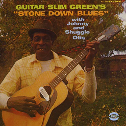 Guitar Slim Green with guitar, album cover for "Stone Down Blues.