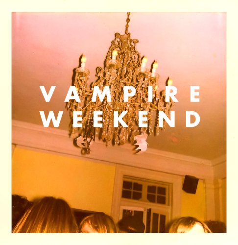 "Vampire Weekend album cover featuring a chandelier and people in a room."