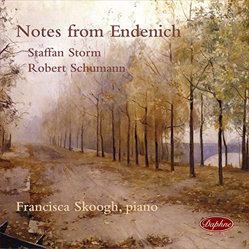 CD cover: Autumn trees lining a path, pianist Francisca Skoogh.