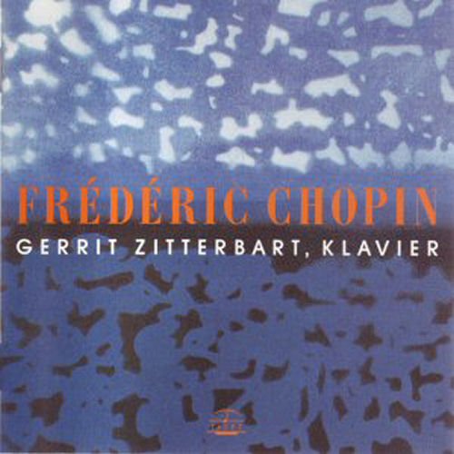A blue CD cover featuring "Frédéric Chopin" in orange text and a small logo.